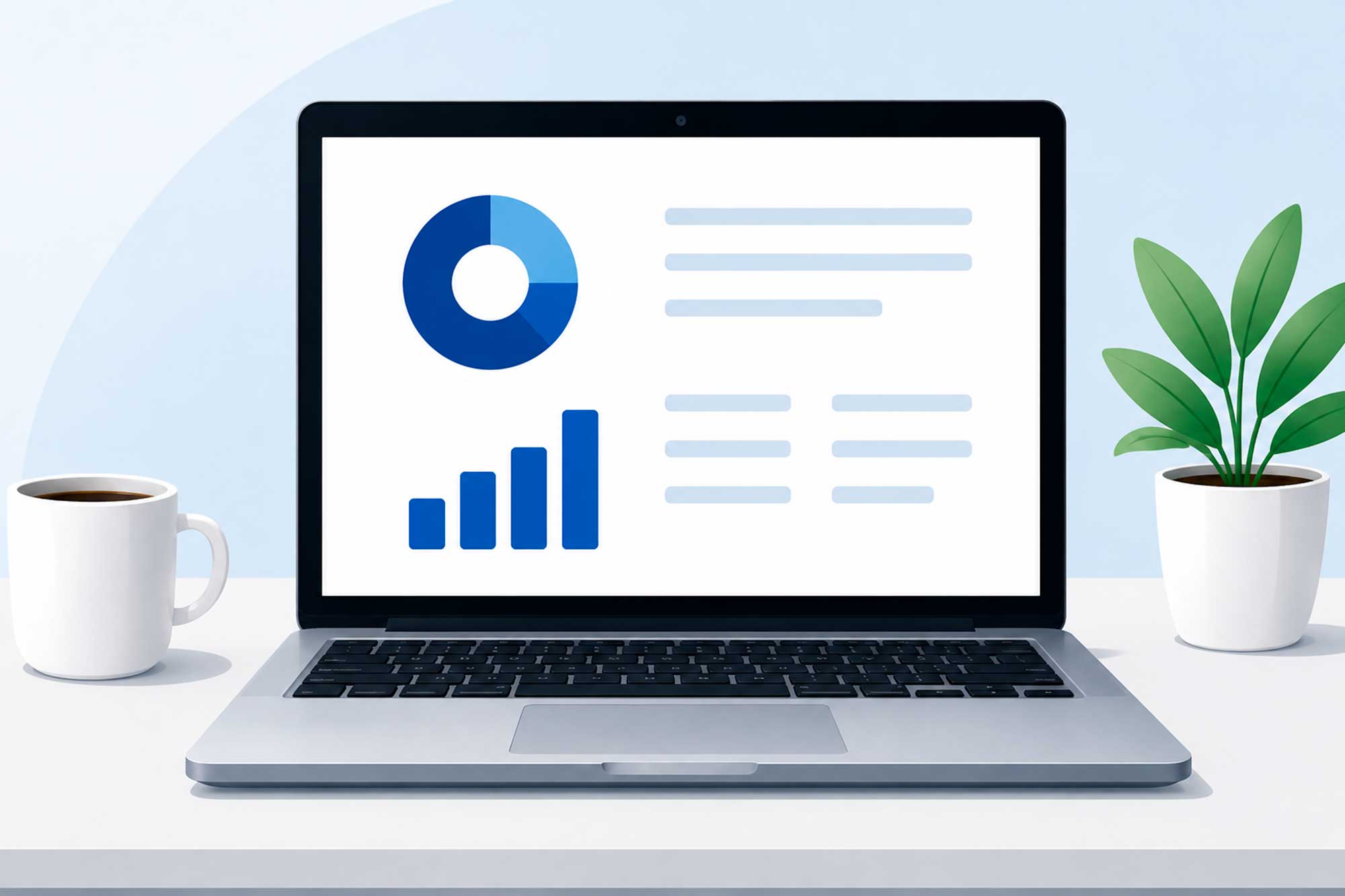 Laptop mit Analyse-Dashboard für den ersten Austausch zum Prüfprozess