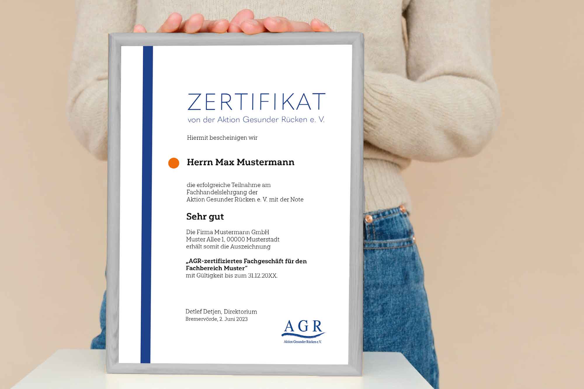 Zertifikat im Rahmen