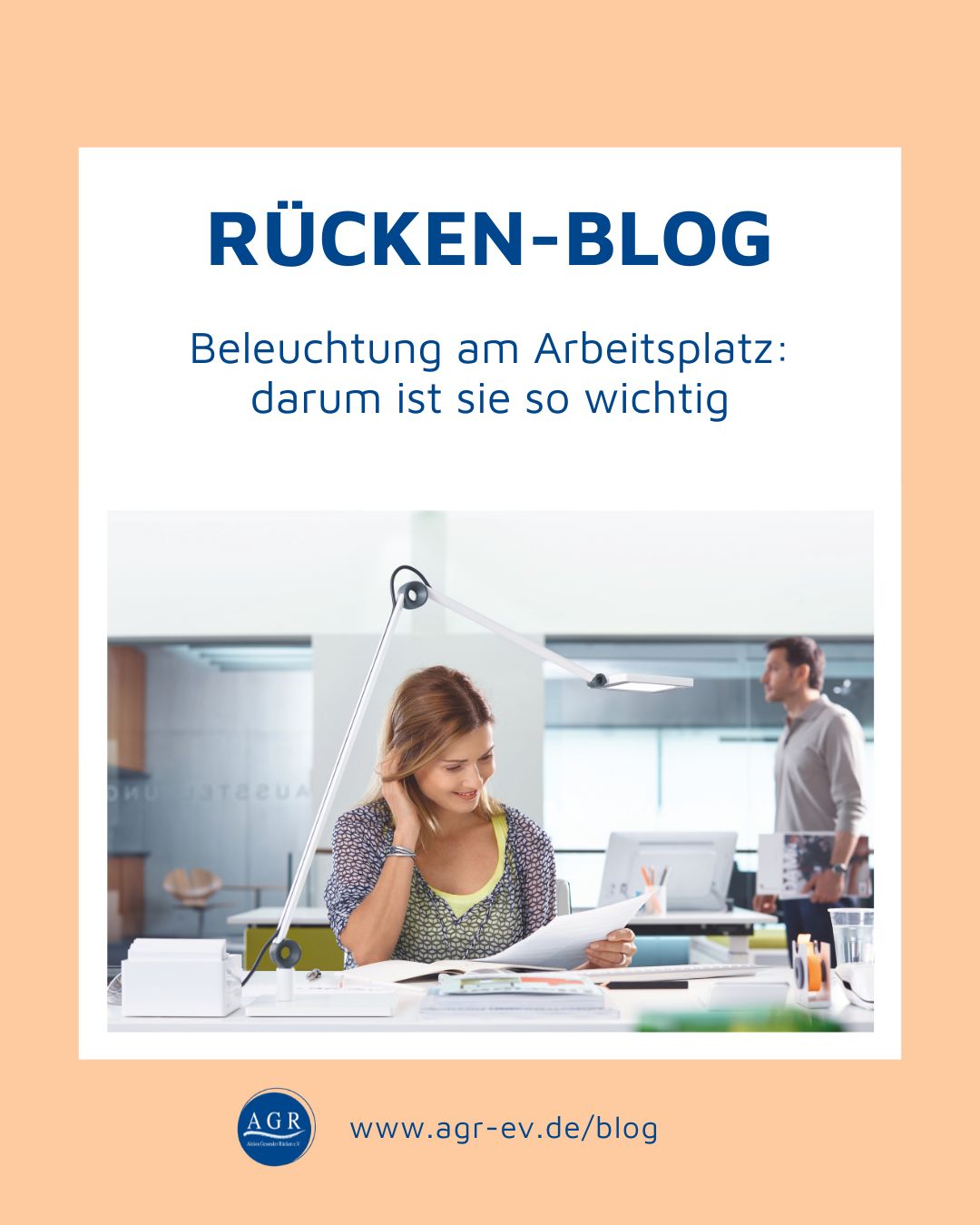 Link führt zu einem Blogbeitrag zum Thema "Beleuchtung am Arbeitsplatz"