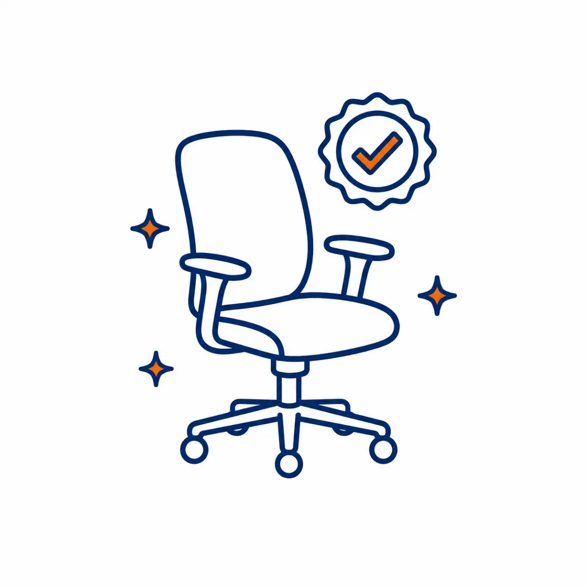 Geprüfter ergonomischer Bürostuhl mit Auszeichnungssymbol.