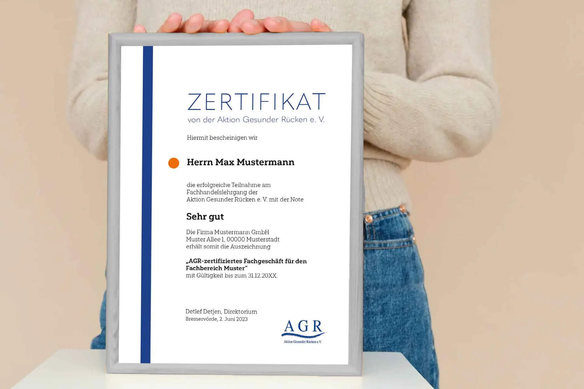 Zertifikat im Rahmen